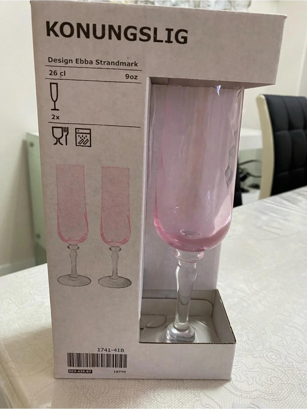 IKEA KONUNGSGLIG Pink Stemmed Champagne Flute - Set of 2